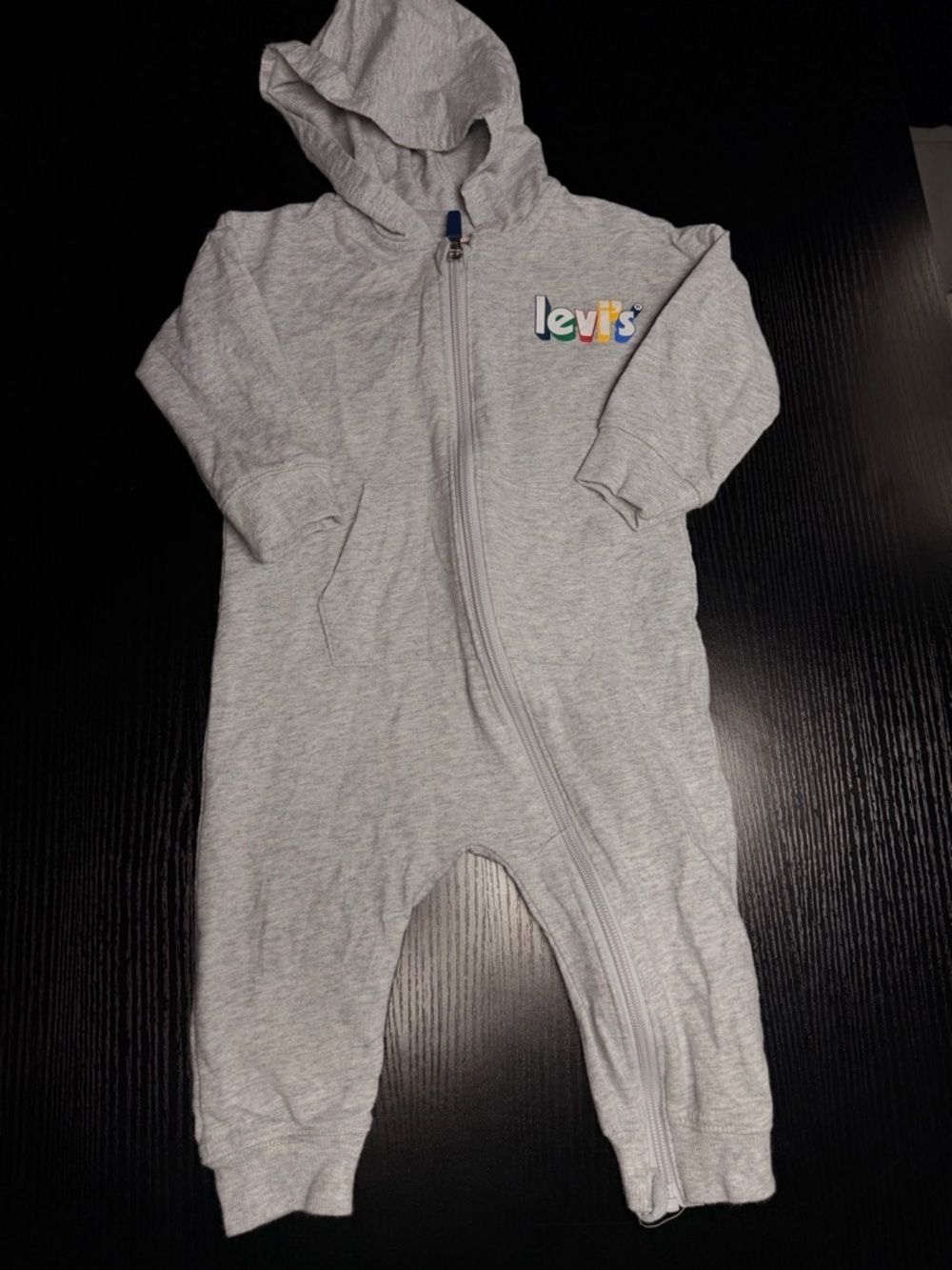 Levi's Heather Gray Hooded Baby One-Piece with Color Logo